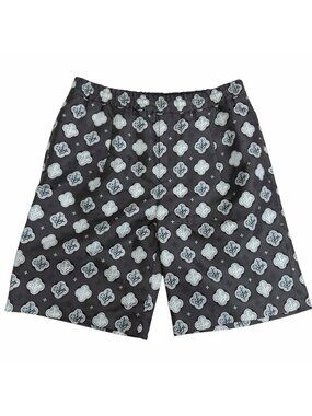 Louis Vuitton Silk 100% LV Logo Monogram All Over Print Shorts Charcoal 40